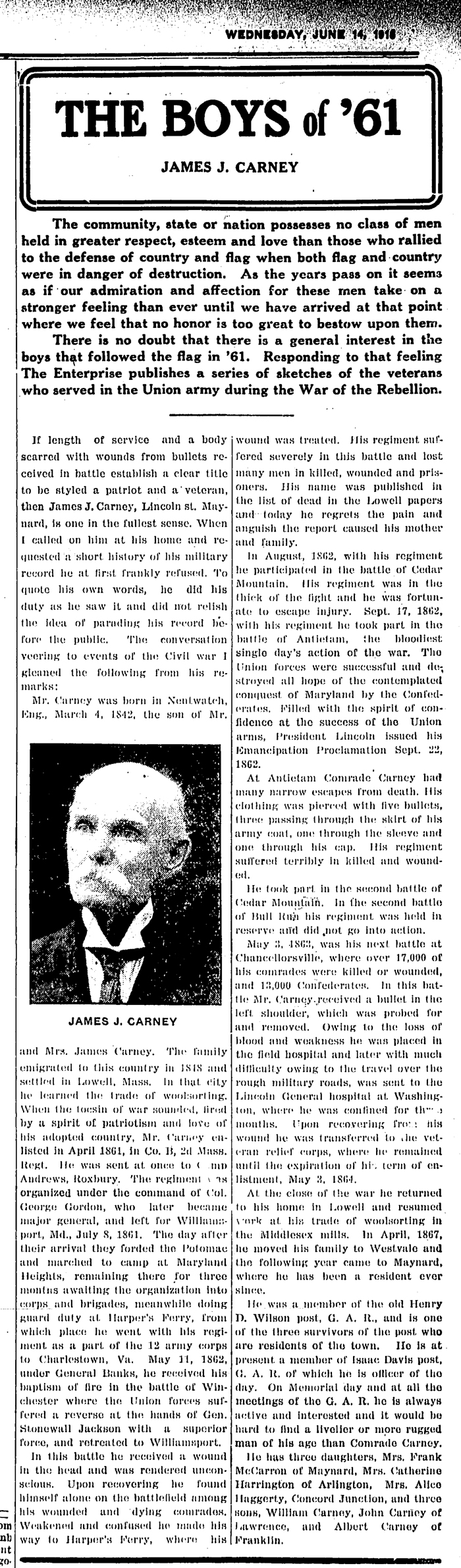 Clipping from the Acton Enterprise, June 14, 1916