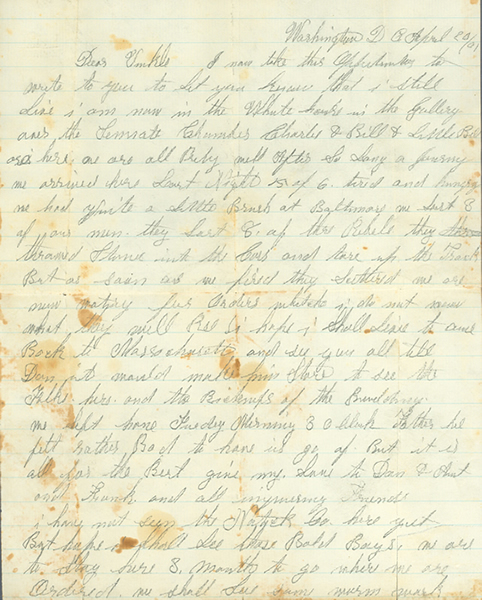 Letter from George Reed