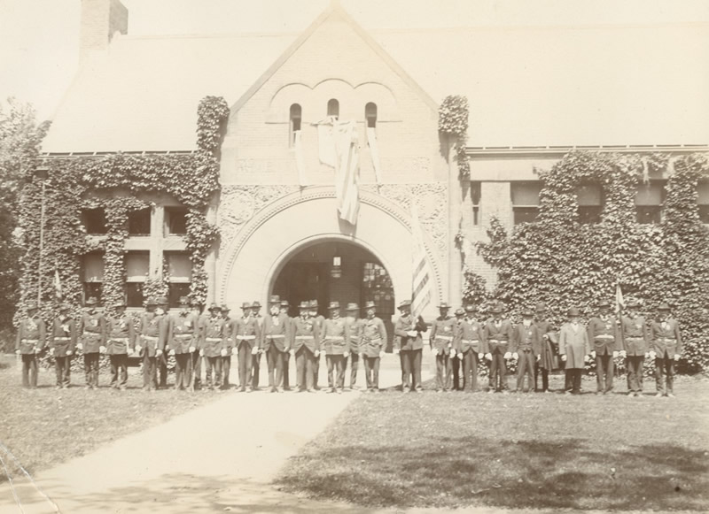 G.A.R. in front of the Acton Memorial Library