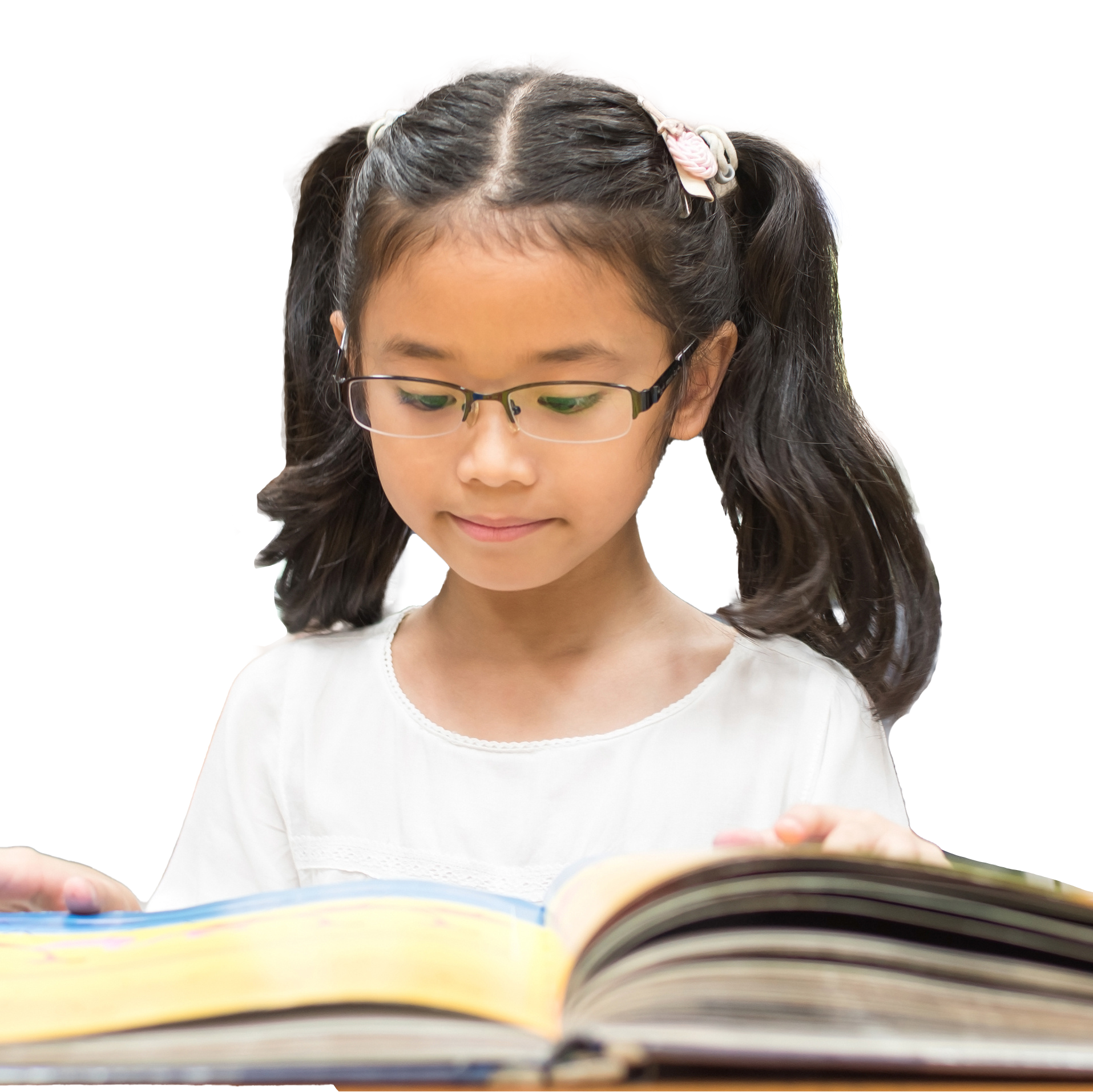 young girl reading a book